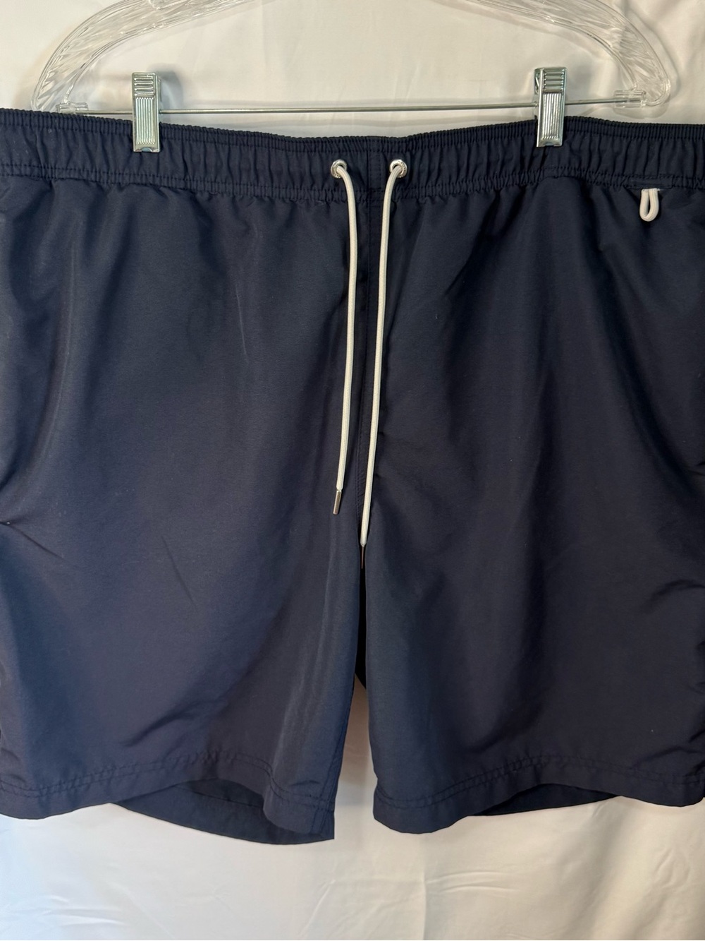 Lands' End Navy Men's Swim Trunks with White Trim